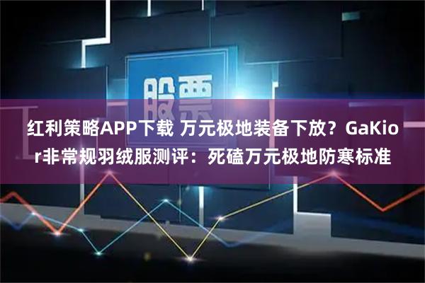 红利策略APP下载 万元极地装备下放?GaKior非常规羽绒服测评:死磕万元极地防寒标准